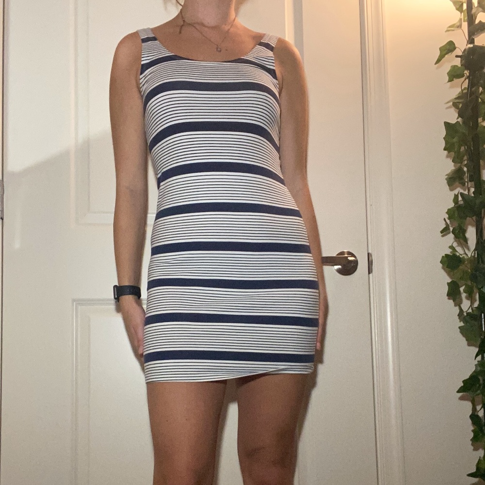Forever 21 Summer Tight Striped Blue and White Dre
